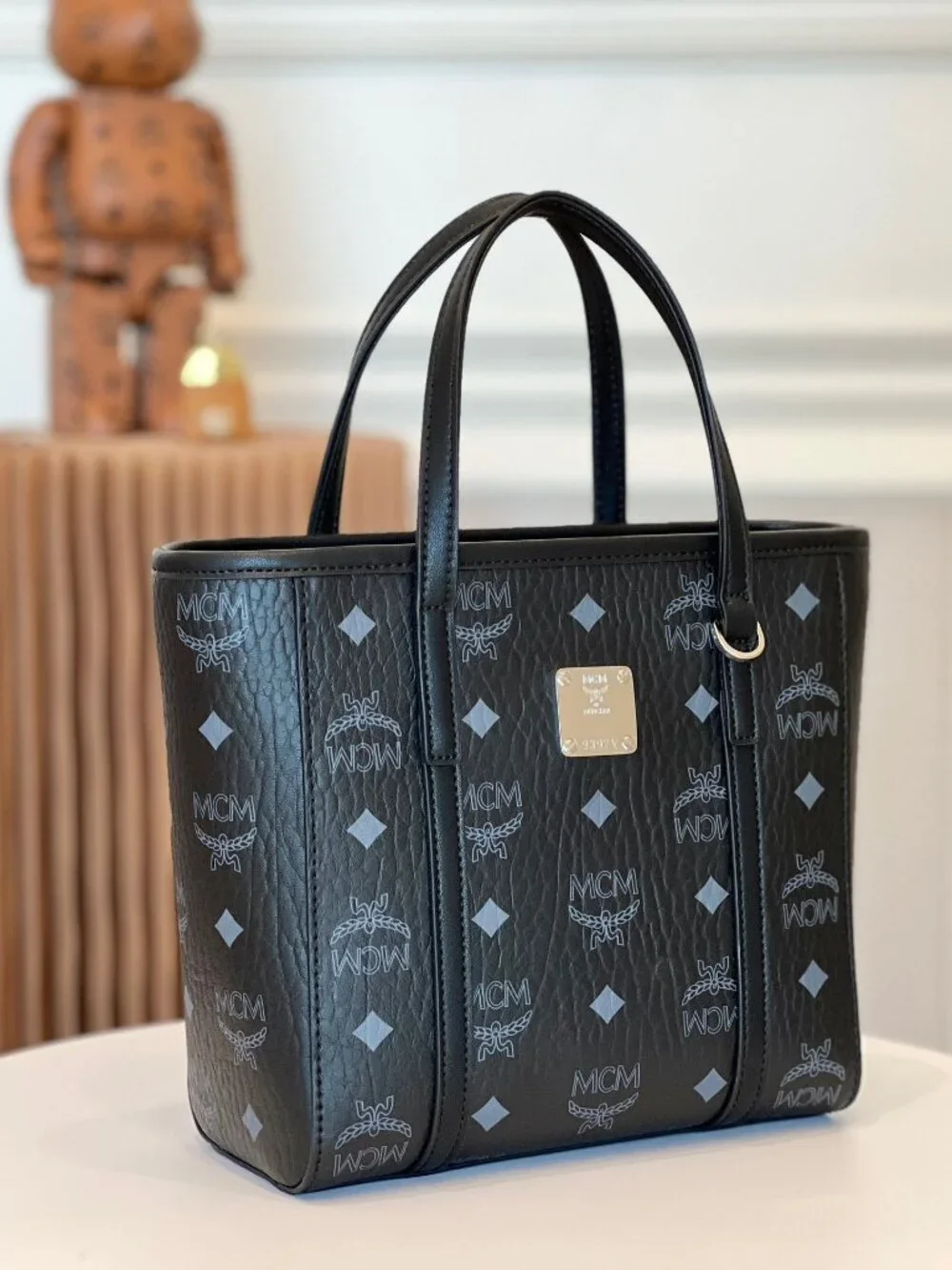MCM Tote Bag Crossbody Bag Monogram Black - Picture 2 of 7